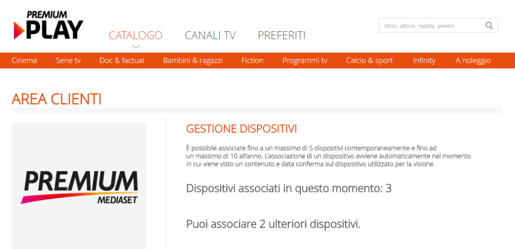 Gestione dispositivi Premium Play