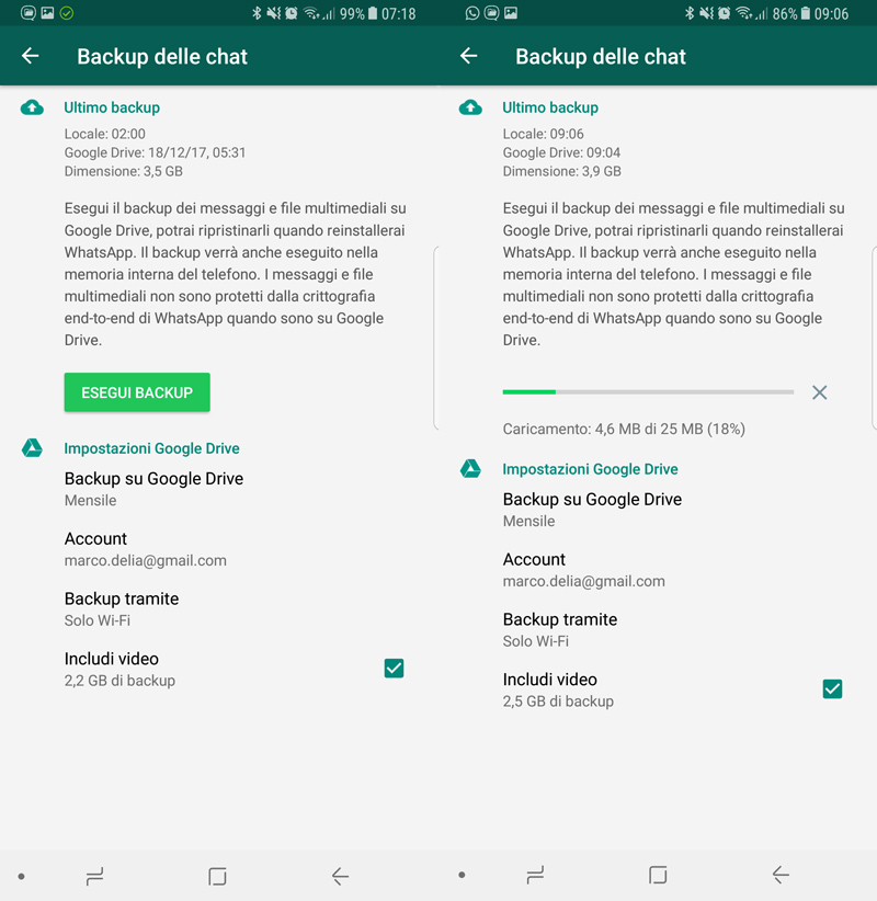 Whatsapp backup in Google Drive